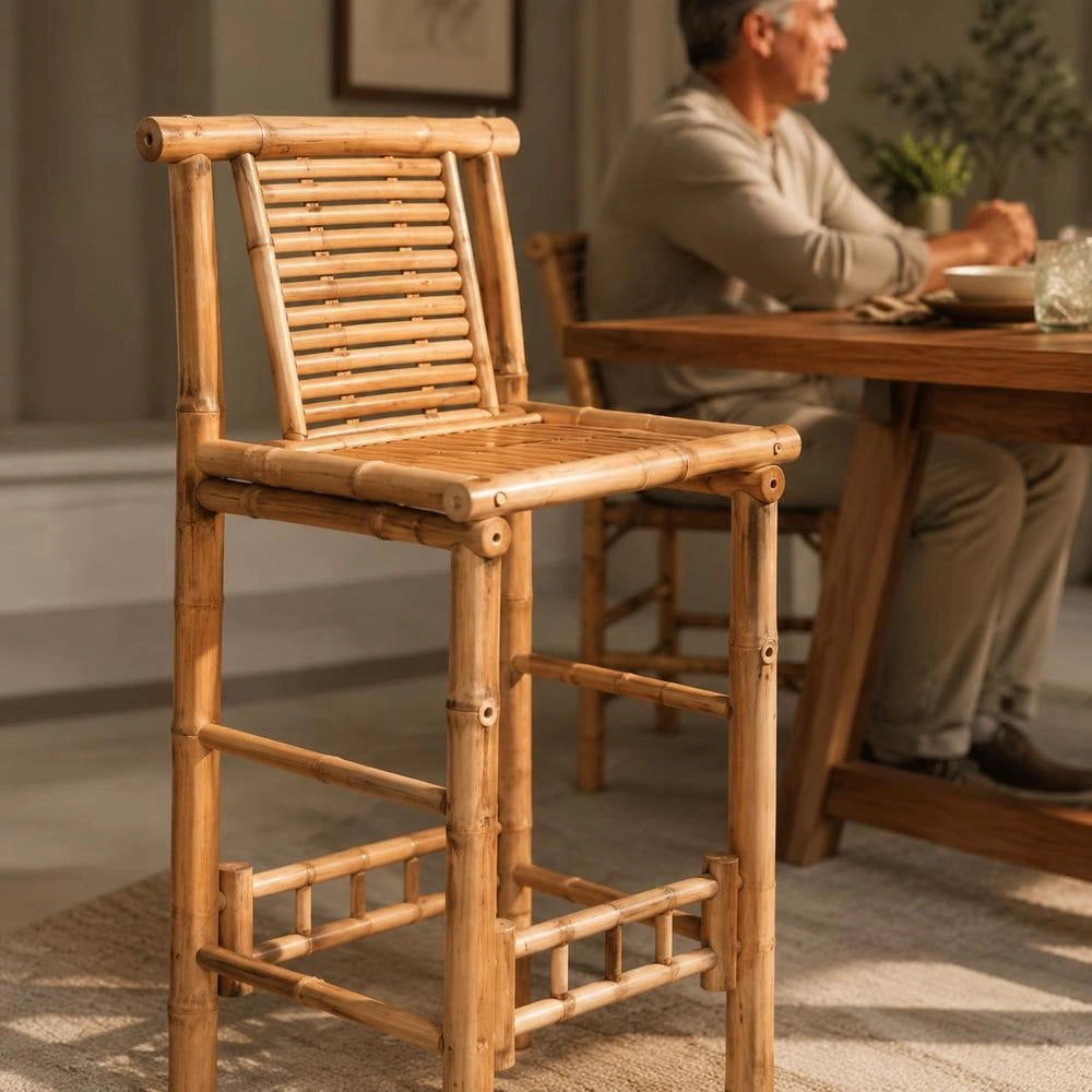 Bar Stools, 2 Pieces, Bamboo