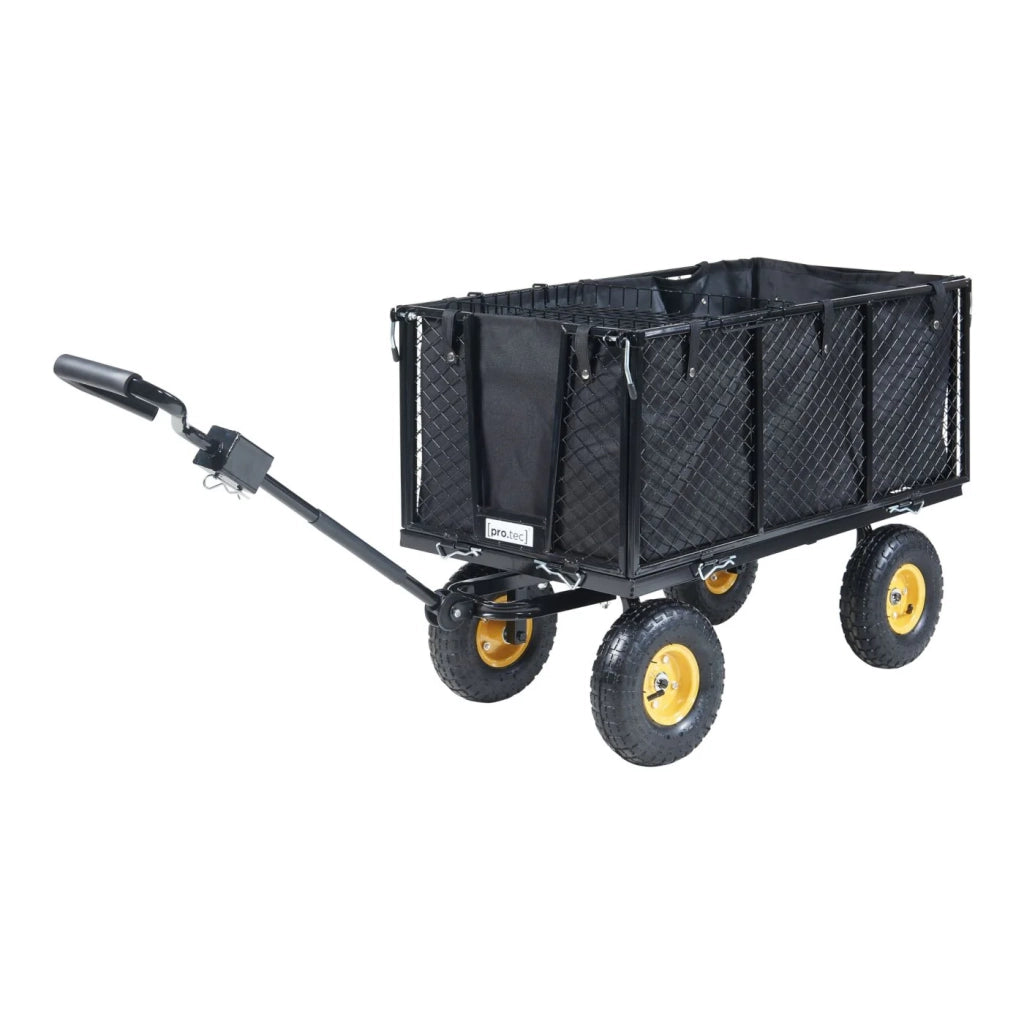 Carrello da giardino con sponde laterali pieghevoli portata 550 kg nero e giallo 03_0009217