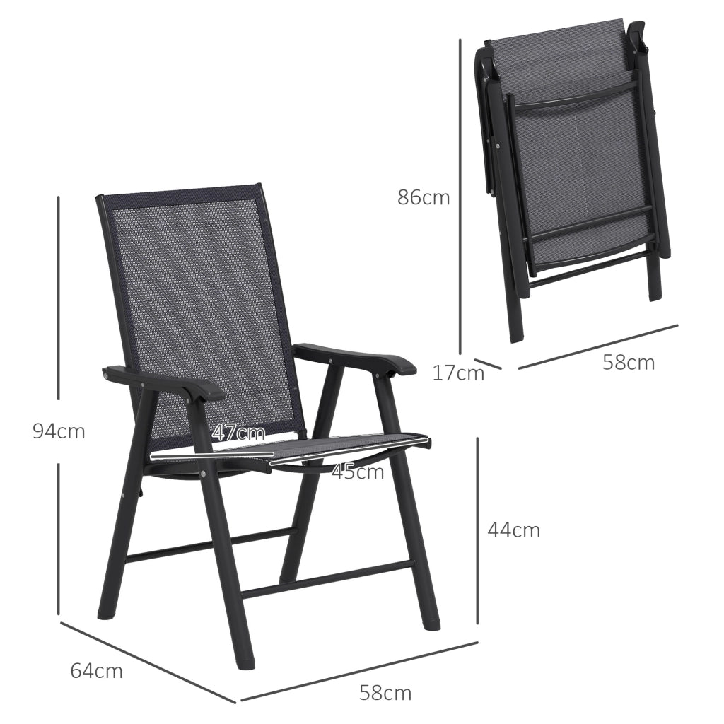 Sedia da Giardino Pieghevole ¨C zephmum ¨C 2 Pezzi Grigio Scuro 58x64x94 cm