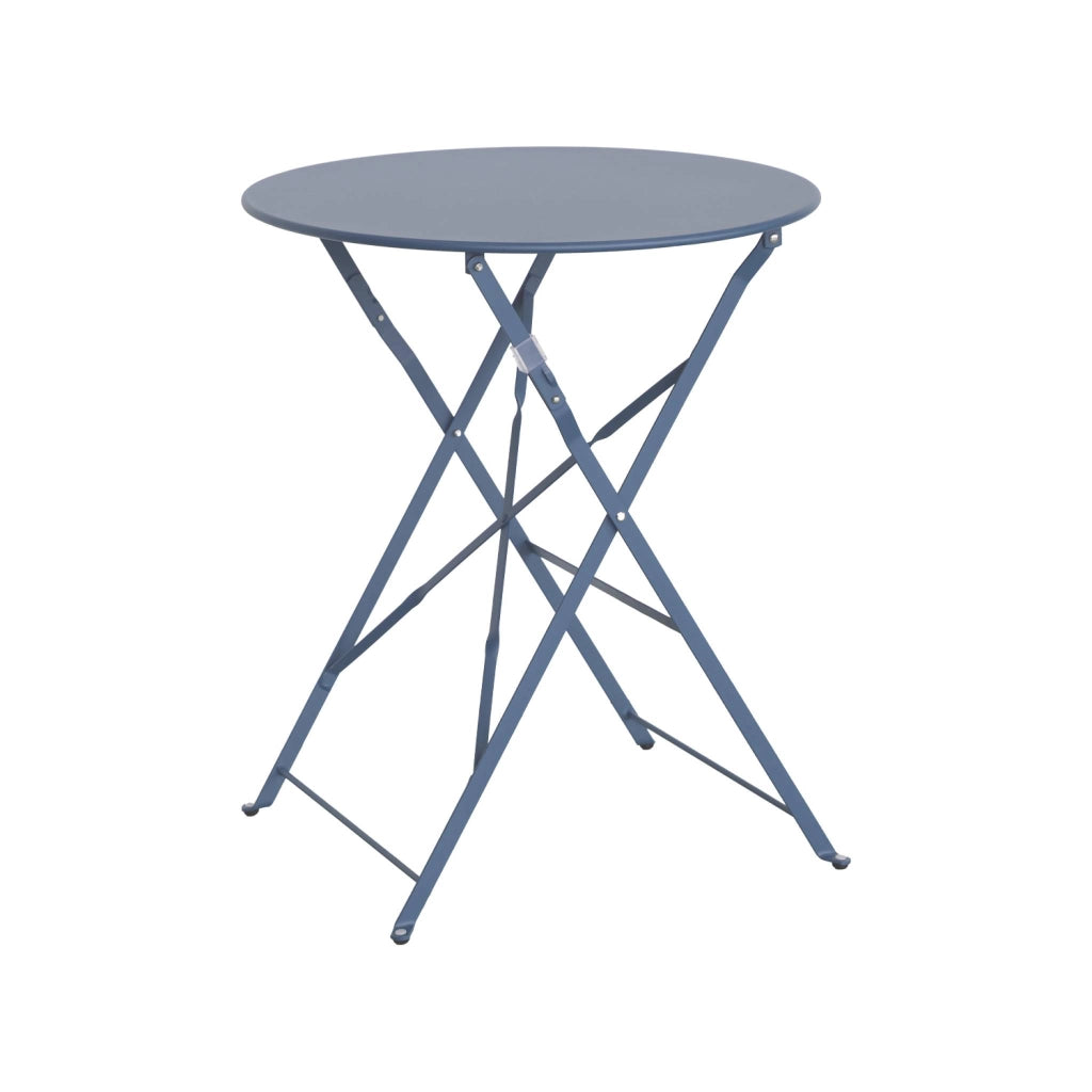 Tavolo da giardino bistrot pieghevole in acciaio, 2 posti, ø60cm, blu