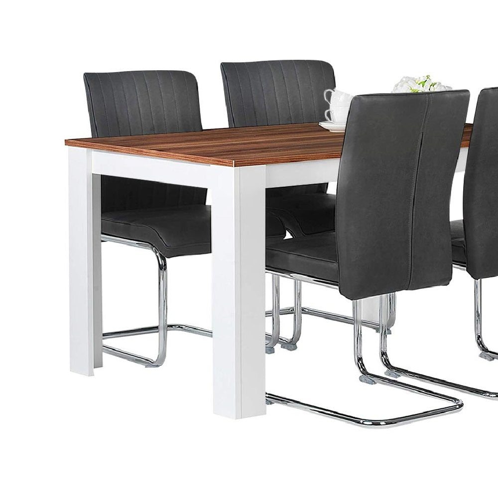 Tavolo per Sala da Pranzo Fisso 120x80 H74cm Bianco e Top 18mm Noce Moderno