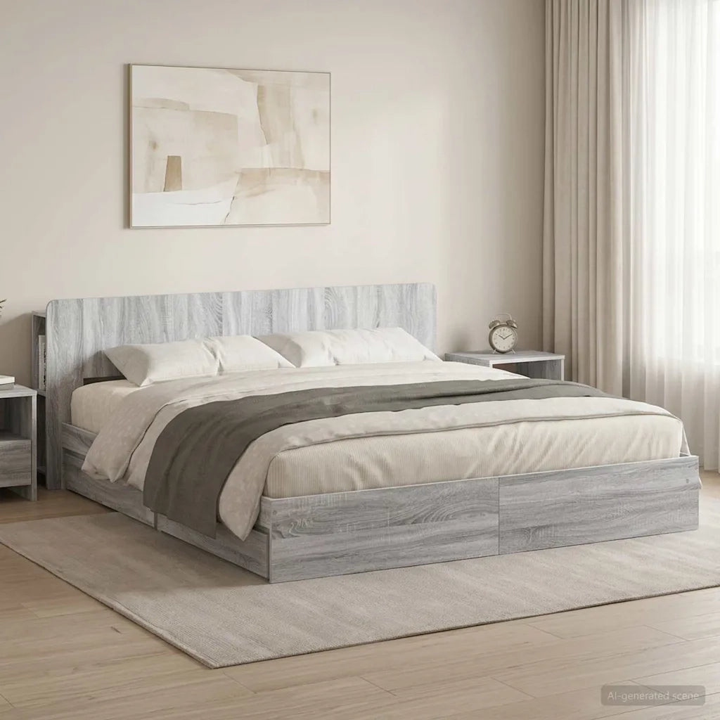 Telaio del letto con storage Sonoma grigio 180 x 200 cm