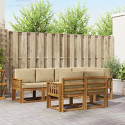 Set di divani da esterno con cuscino 7 pcs Naturale e Beige