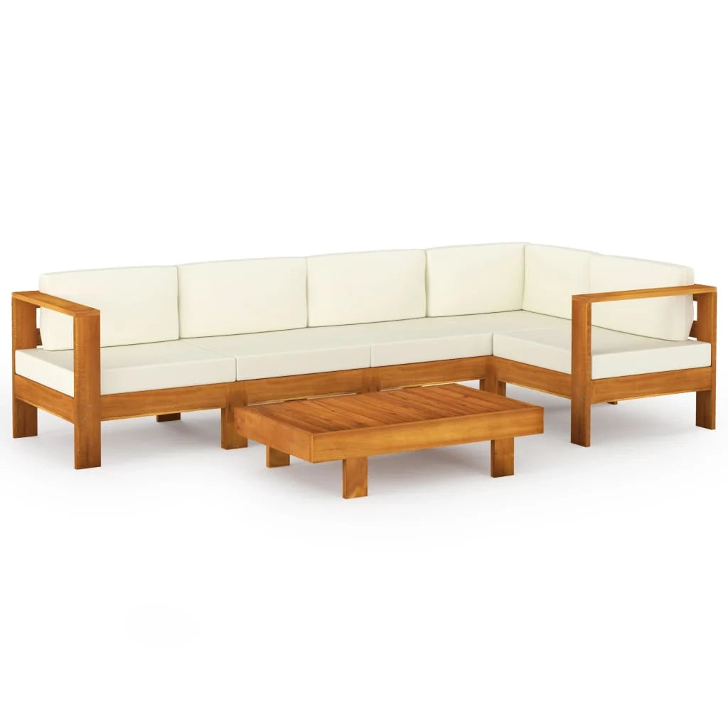 Set di mobili da giardino mobili da esterno 6 pezzi con cuscini bianco crema legno di acacia 02_0016638