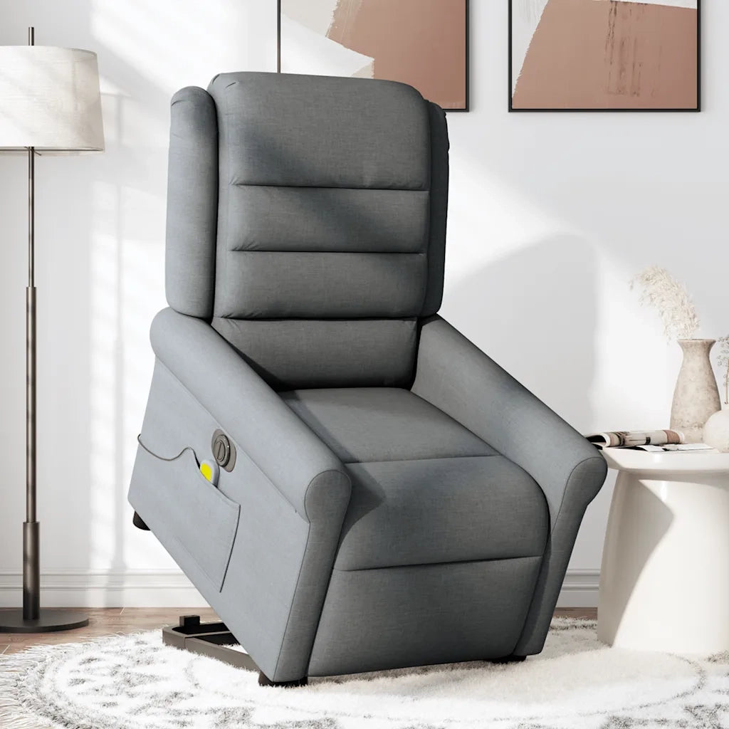 Poltrona Alzapersona Massaggi Elettrica Grigio Scuro Tessuto 3303345