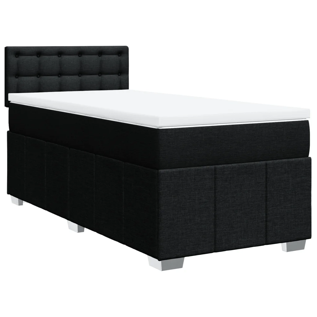 vidaXL Giroletto a Molle con Materasso Nero 90x190 cm in Tessuto