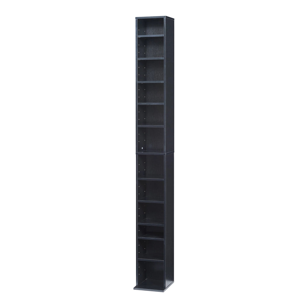 Scaffale a Colonna Tynset con 12 Scomparti per CD DVD 175x20x20 cm Nero [en.casa]