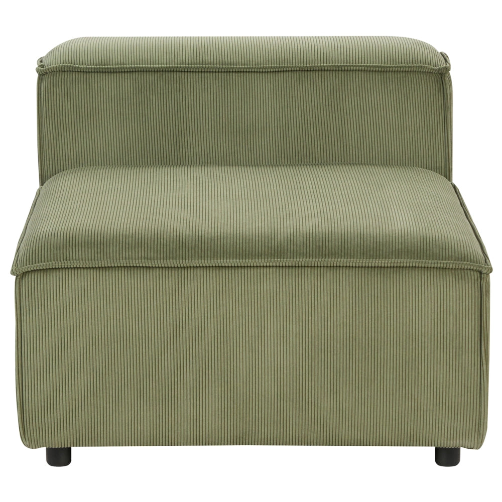 Poltrona imbottita componibile 1 posto velluto a coste verde con gambe nere Stile moderno