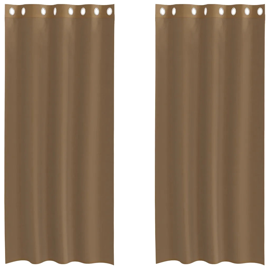 Tende in Voile con Occhielli 2 pz Marrone Chiaro