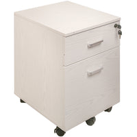 Cassettiera Schedario da Ufficio in legno Bianco 2 Cassetti con Serratura 40x45x55cm