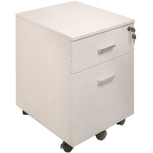 Cassettiera Schedario da Ufficio in legno Bianco 2 Cassetti con Serratura 40x45x55cm