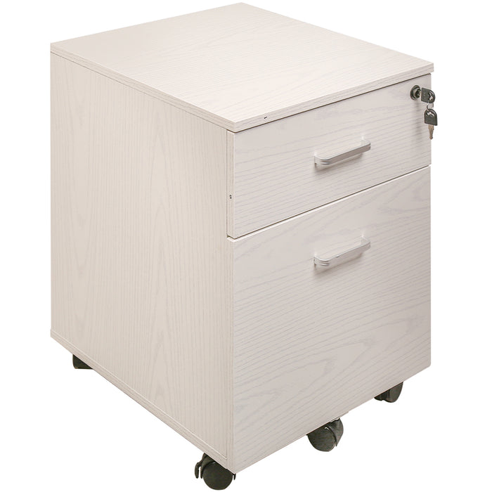 Cassettiera Schedario da Ufficio in legno Bianco 2 Cassetti con Serratura 40x45x55cm