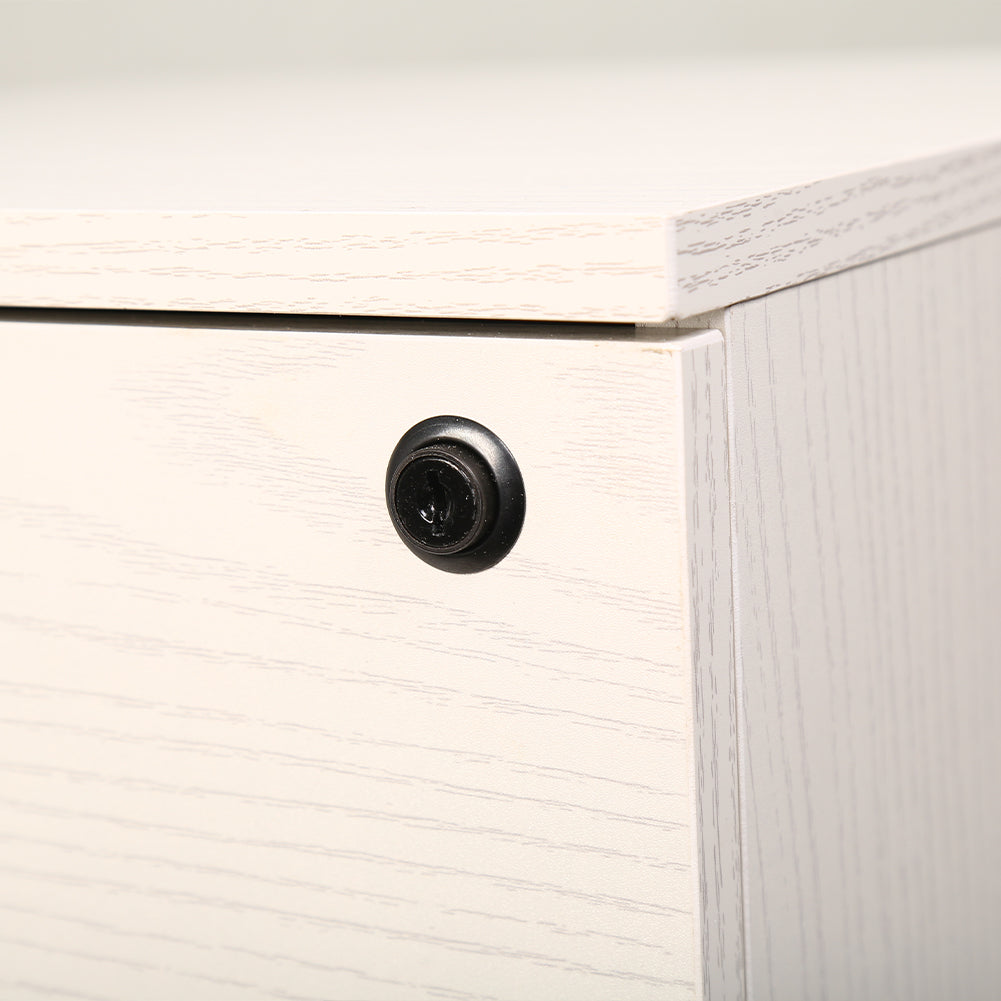 Cassettiera Schedario da Ufficio in legno Bianco 2 Cassetti con Serratura 40x45x55cm