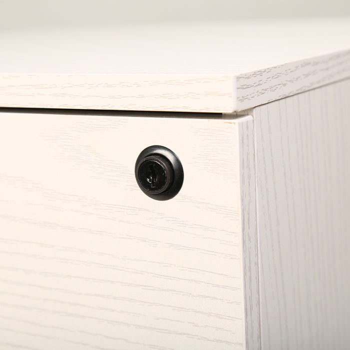 Cassettiera Schedario da Ufficio in legno Bianco 2 Cassetti con Serratura 40x45x55cm