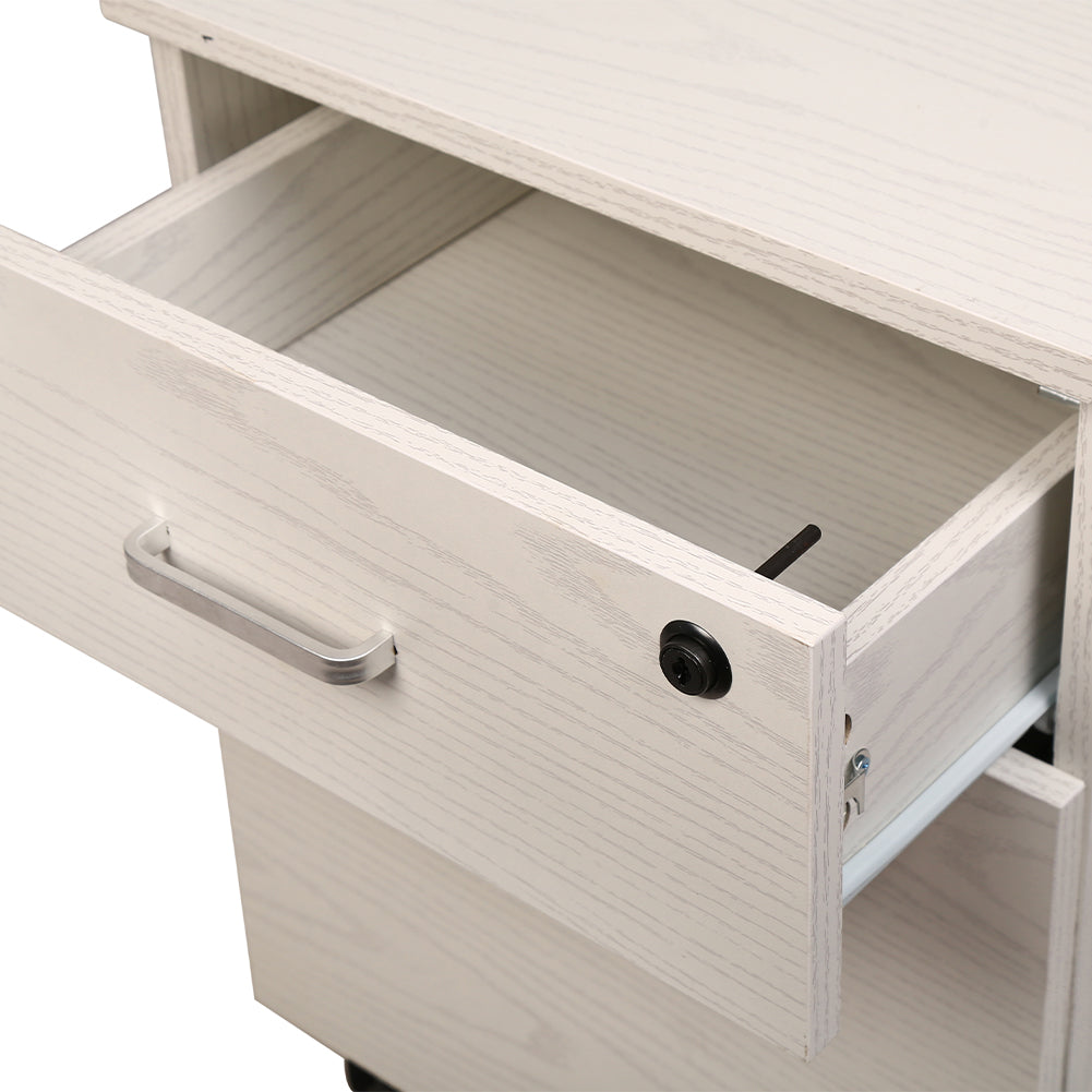 Cassettiera Schedario da Ufficio in legno Bianco 2 Cassetti con Serratura 40x45x55cm