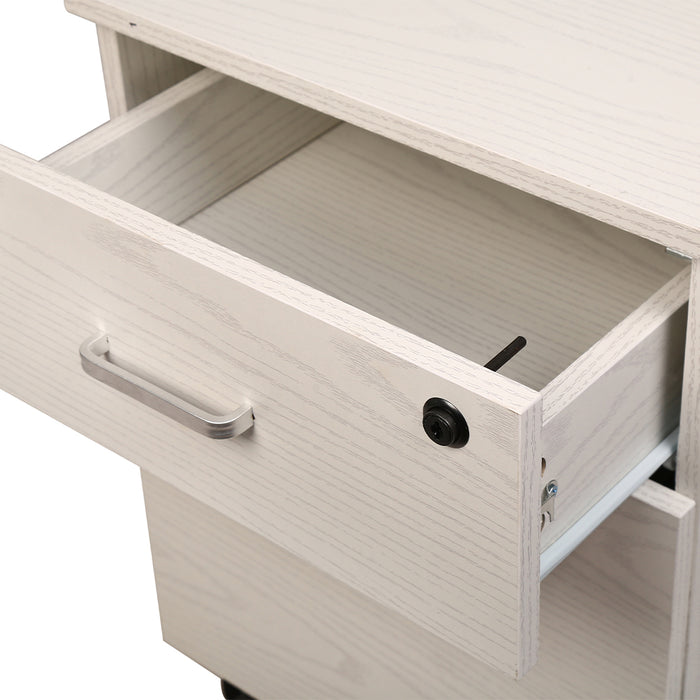 Cassettiera Schedario da Ufficio in legno Bianco 2 Cassetti con Serratura 40x45x55cm