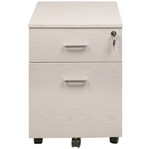 Cassettiera Schedario da Ufficio in legno Bianco 2 Cassetti con Serratura 40x45x55cm