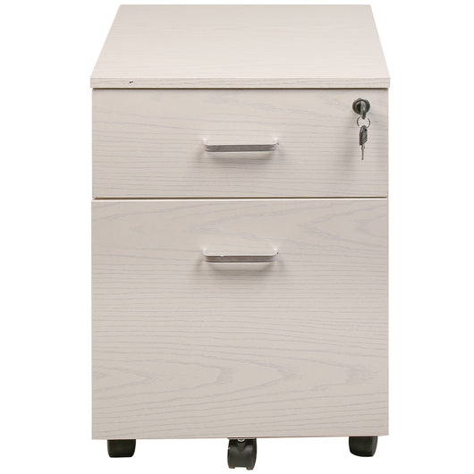 Cassettiera Schedario da Ufficio in legno Bianco 2 Cassetti con Serratura 40x45x55cm