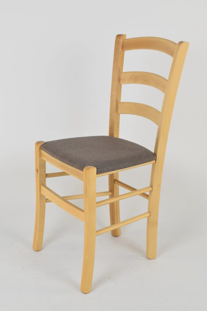 Set 2 Sedie Venice Tommychairs, struttura in faggio verniciata in color naturale e seduta rivestita in tessuto capriolo
