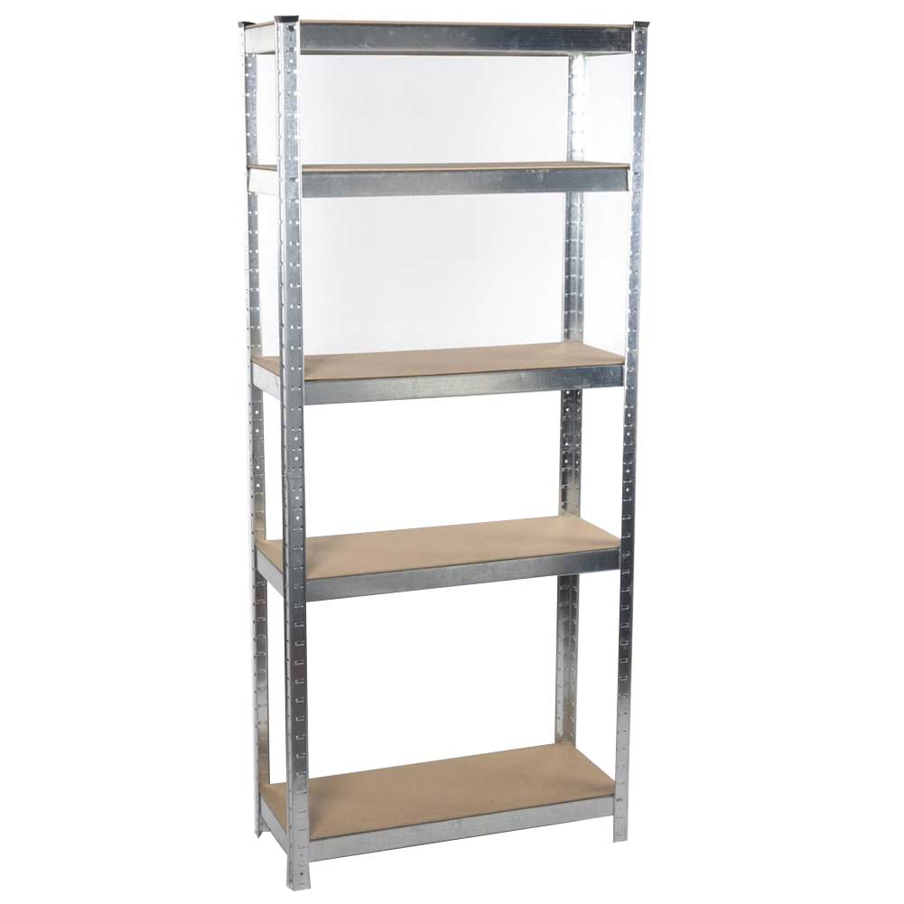 Scaffale Metallo Zincato e Legno 5 Ripiani 75x30 H 172 cm Casa Lavoro Ufficio Garage