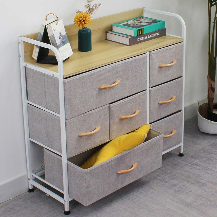 Mobile Cassettiera 7Cassetti Metallo Legno e Tessuto 80x29 H 78.5cm Casa Ufficio