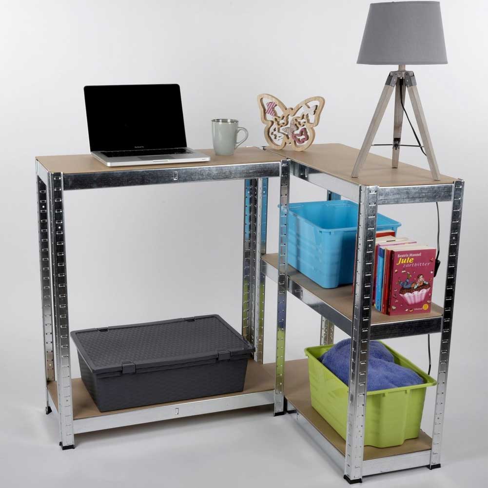 Scaffale Metallo Zincato e Legno 5 Ripiani 75x30 H 172 cm Casa Lavoro Ufficio Garage