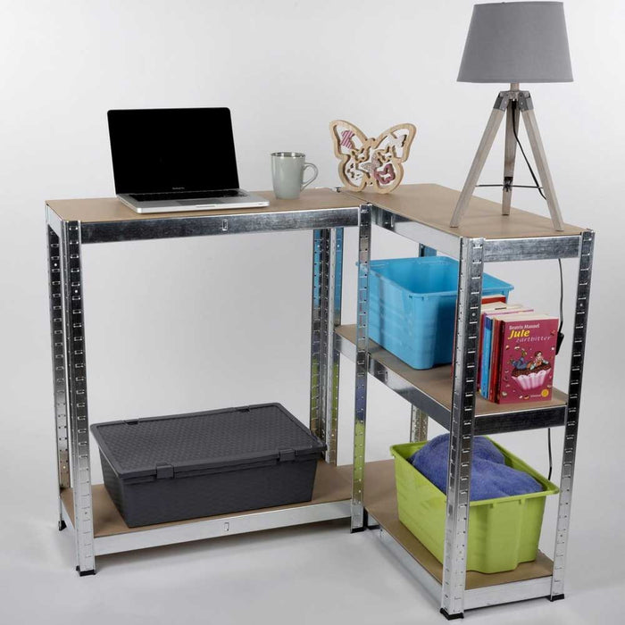 Scaffale Metallo Zincato e Legno 5 Ripiani 75x30 H 172 cm Casa Lavoro Ufficio Garage