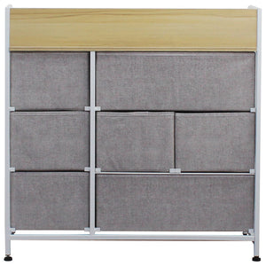 Mobile Cassettiera 7Cassetti Metallo Legno e Tessuto 80x29 H 78.5cm Casa Ufficio