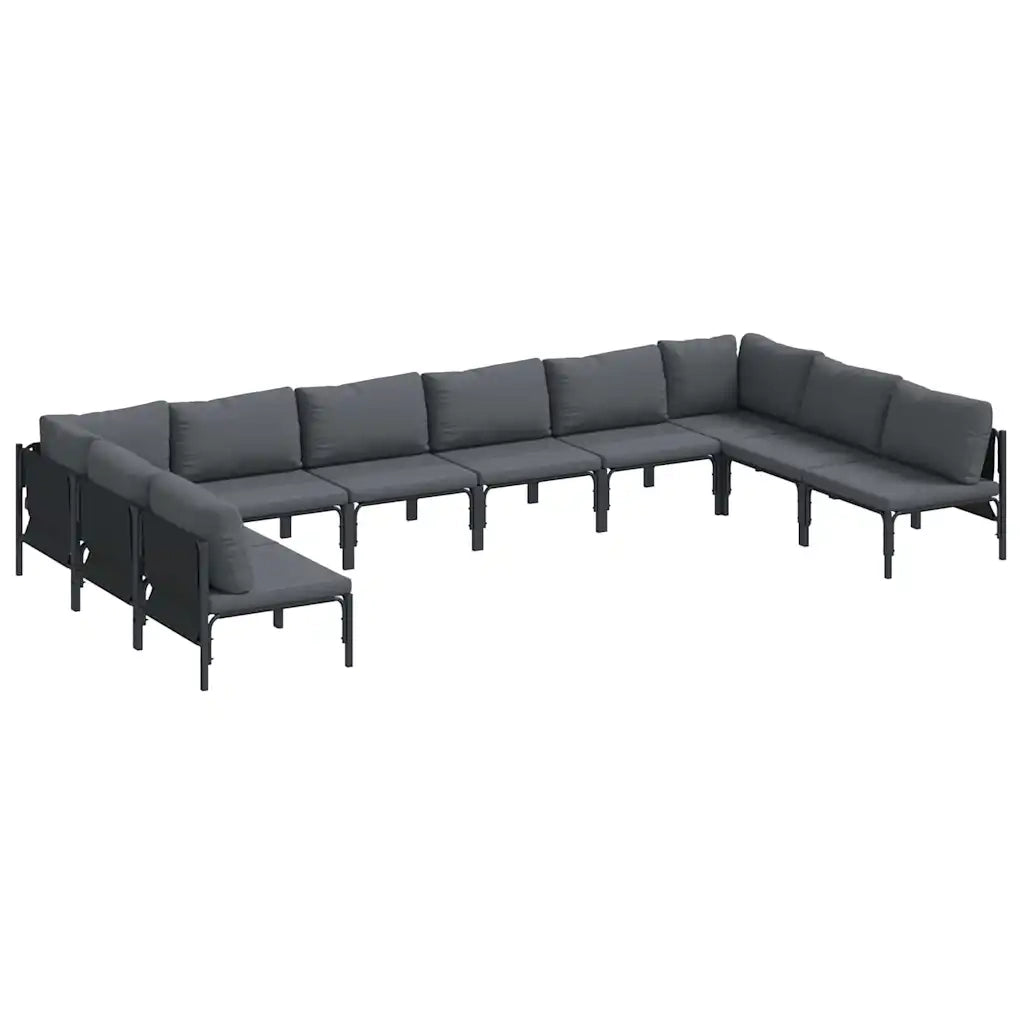 Set Divano da Giardino con cuscino 10 pcs Nero Acciaio 3379012