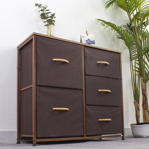 Mobile Cassettiera 5 Cassetti Metallo Legno e Tessuto 80x29 H 71cm Casa Ufficio