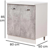 Mobile Cucina Base 2 Ante Componibile in Legno Colore Grigio 80x50 H85cm