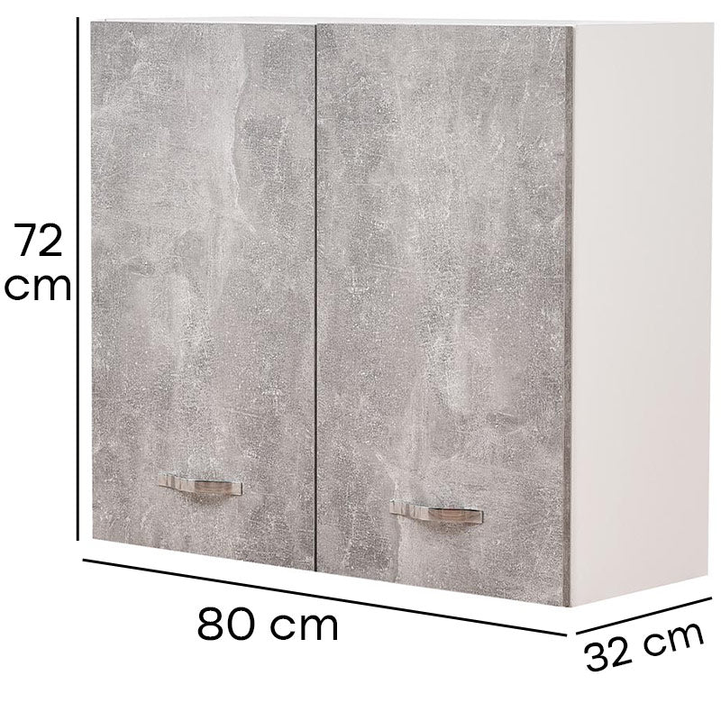 Mobile Cucina Pensile 2 Ante Componibile in Legno Colore Grigio 80x32 H72cm