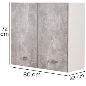 Mobile Cucina Pensile 2 Ante Componibile in Legno Colore Grigio 80x32 H72cm