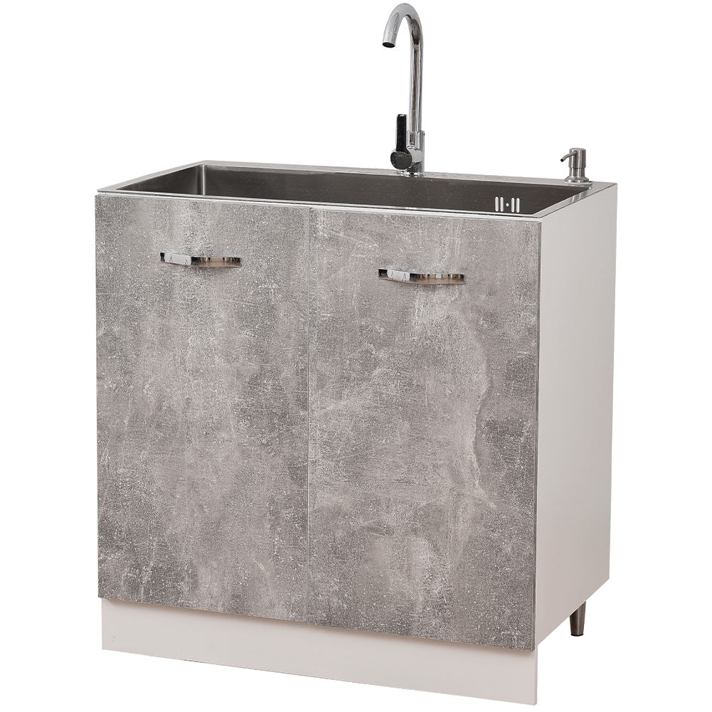 Mobile Cucina Sottolavello Componibile in Legno Colore Grigio con 2 Ante 80cm