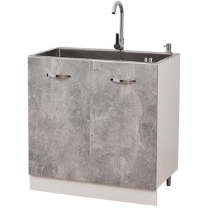 Mobile Cucina Sottolavello Componibile in Legno Colore Grigio con 2 Ante 80cm