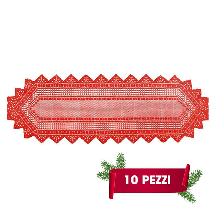 MAURY'S TOVAGLIA DA TAVOLA DI NATALE RETTANGOLARE 114X33CM ROSSA 10 PEZZI