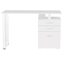 Scrivania con Cassettiera Tavolo Porta Pc Computer Acciaio Legno Ufficio Bianco
