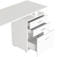 Scrivania con Cassettiera Tavolo Porta Pc Computer Acciaio Legno Ufficio Bianco