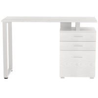 Scrivania Cassettiera Tavolo Porta Pc Computer Acciaio Legno Bianco Frassinato