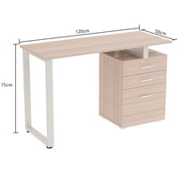 Scrivania con Cassettiera Tavolo Porta Pc Computer Acciaio Piano in Legno Olmo