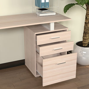 Scrivania con Cassettiera Tavolo Porta Pc Computer Acciaio Piano in Legno Olmo