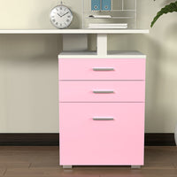 Scrivania con Cassettiera Tavolo Porta Pc Computer Acciaio Piano in Legno Rosa