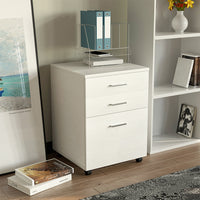 Cassettiera Scrivania Ufficio Mobiletto Stampante 3 Cassetti Bianco Frassinato