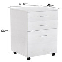 Cassettiera Scrivania Ufficio Mobiletto Stampante 3 Cassetti Bianco Frassinato