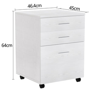 Cassettiera Scrivania Ufficio Mobiletto Stampante 3 Cassetti Bianco Frassinato