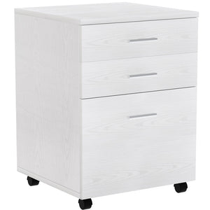 Cassettiera Scrivania Ufficio Mobiletto Stampante 3 Cassetti Bianco Frassinato