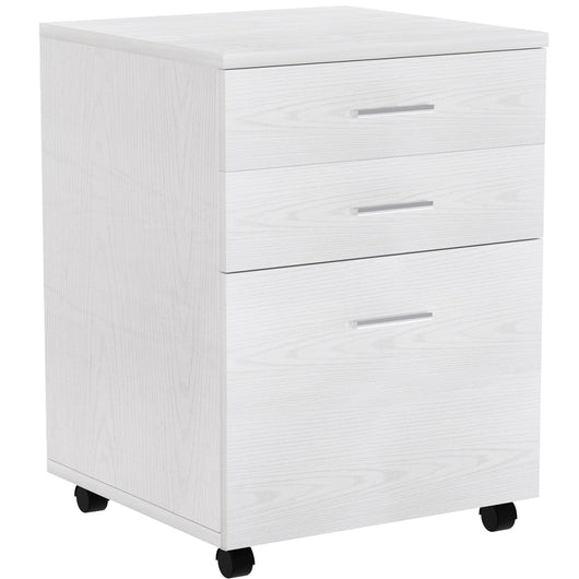 Cassettiera Scrivania Ufficio Mobiletto Stampante 3 Cassetti Bianco Frassinato