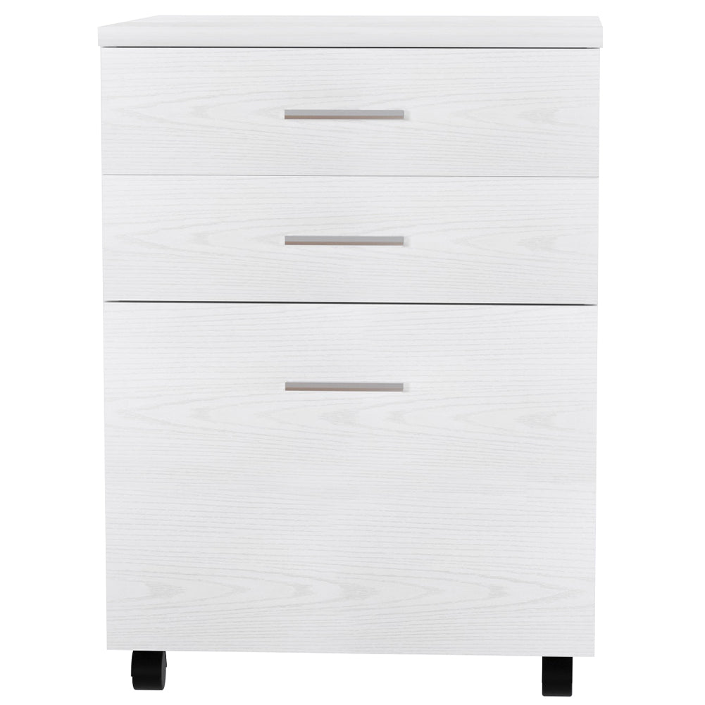 Cassettiera Scrivania Ufficio Mobiletto Stampante 3 Cassetti Bianco Frassinato