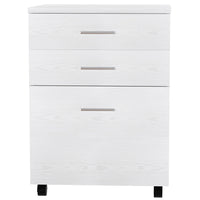 Cassettiera Scrivania Ufficio Mobiletto Stampante 3 Cassetti Bianco Frassinato