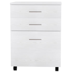 Cassettiera Scrivania Ufficio Mobiletto Stampante 3 Cassetti Bianco Frassinato